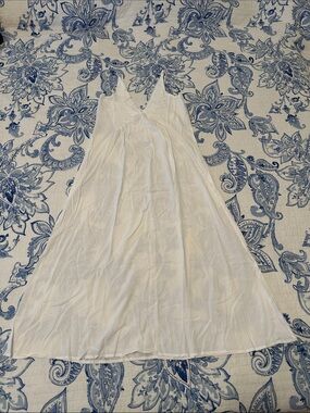 White Lace-Trim Long Summer Dress